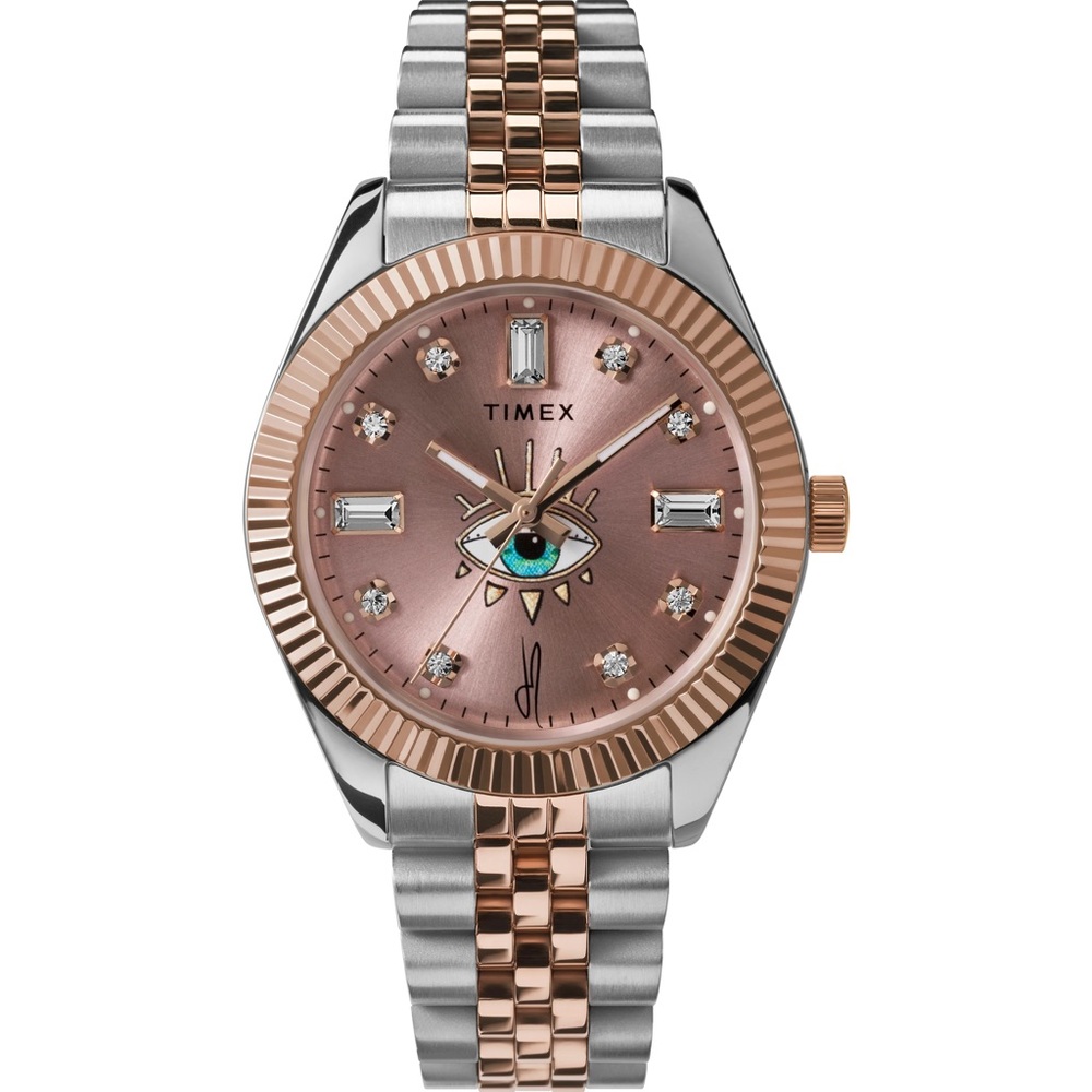 TIMEX X JACQUIE AICHE JA LEGACY ROSE GOLD TWO-TONE PINK SUNRAY TRIBE EYE WATCH